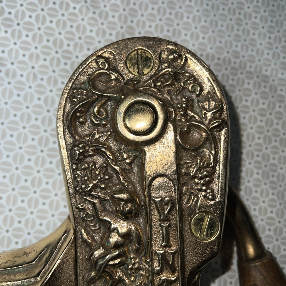 Vintner Brass Table Mount Corkscrew Cherub Design Flawless Condition VINTAGE