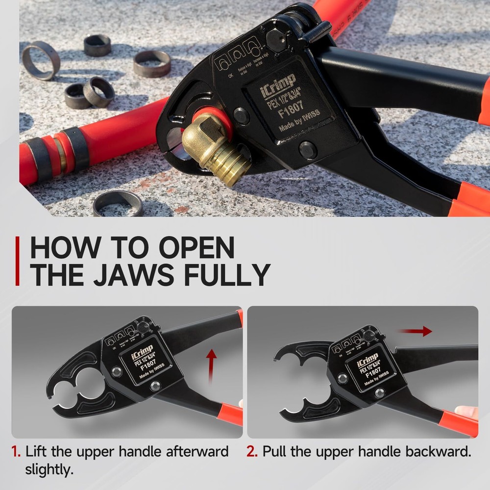 " Combo Angle Head PEX Pipe Crimping Tool Kits for 1/2"" 3/4"" Pex Crimp "