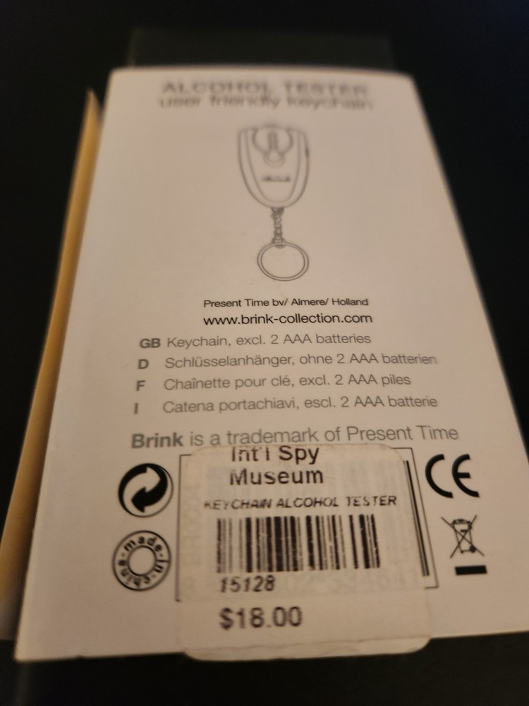 Brinks Black Alcohol Tester Key Chain