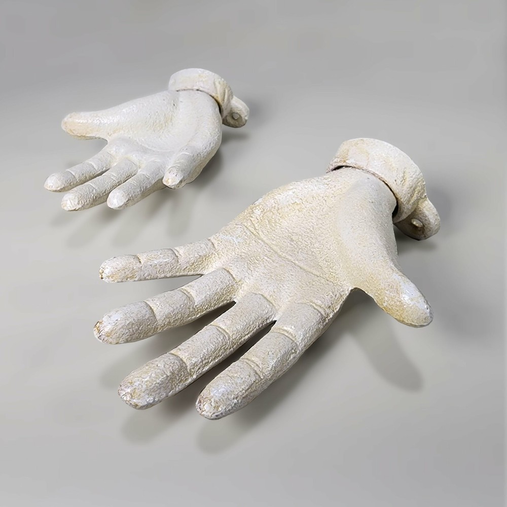 White Cast Iron Hand Set, Oddities Decor, Wall Hanging Hooks