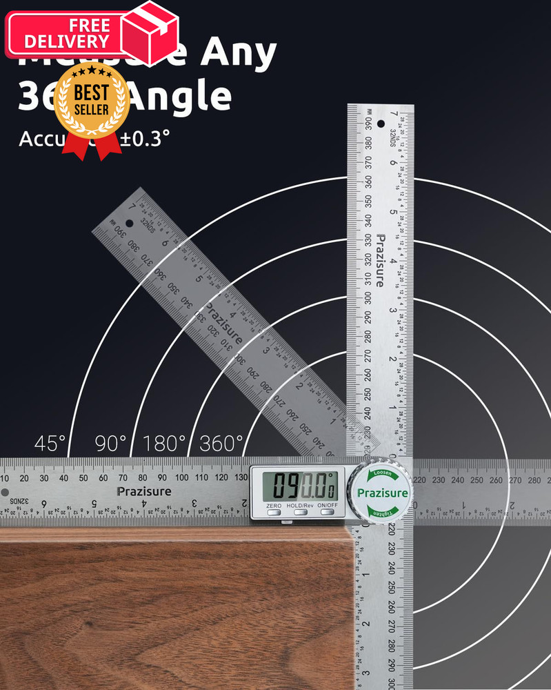 Prazisure Digital Angle Finder Protractor, 7inch Professional Angle...
