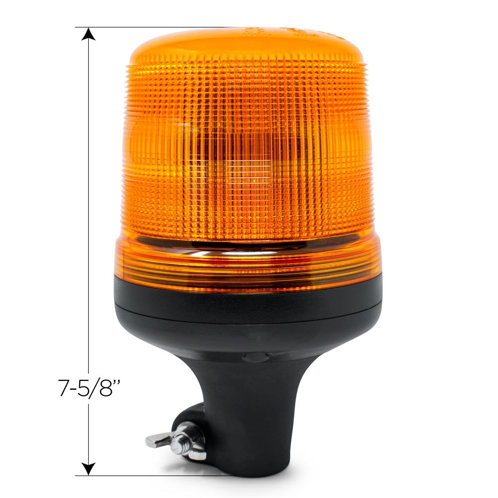 2874APLM DIN Pole Mount Amber LED Flashing Light Beacon, Multiple Flash Patterns