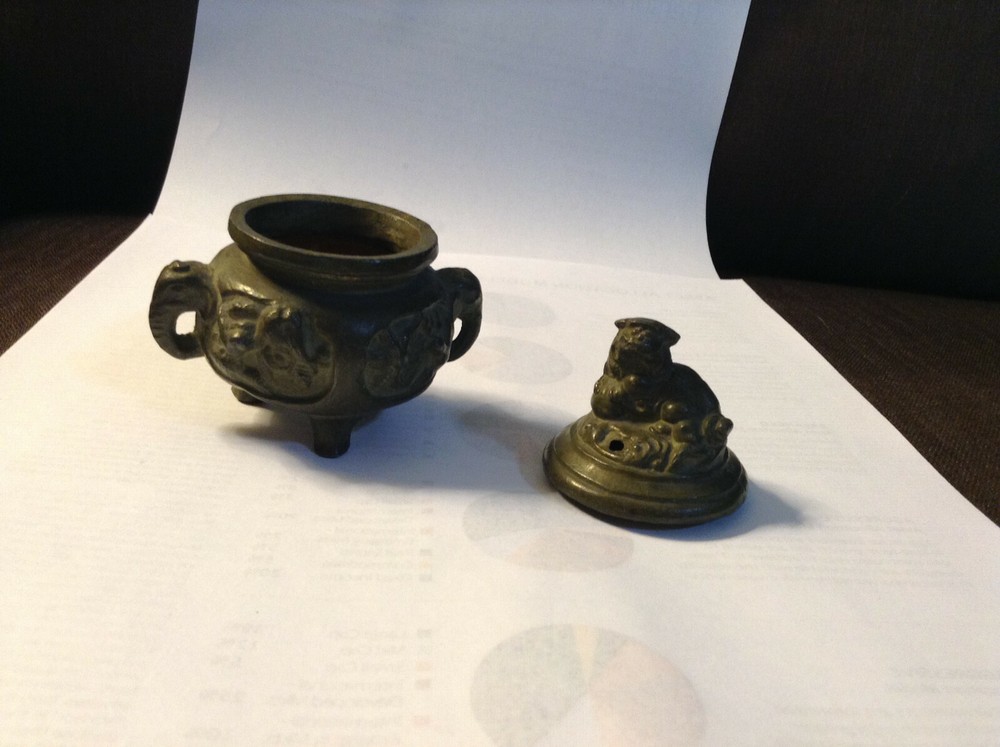 Vintage Cast Iron Footed Foo Dog Incense Burner