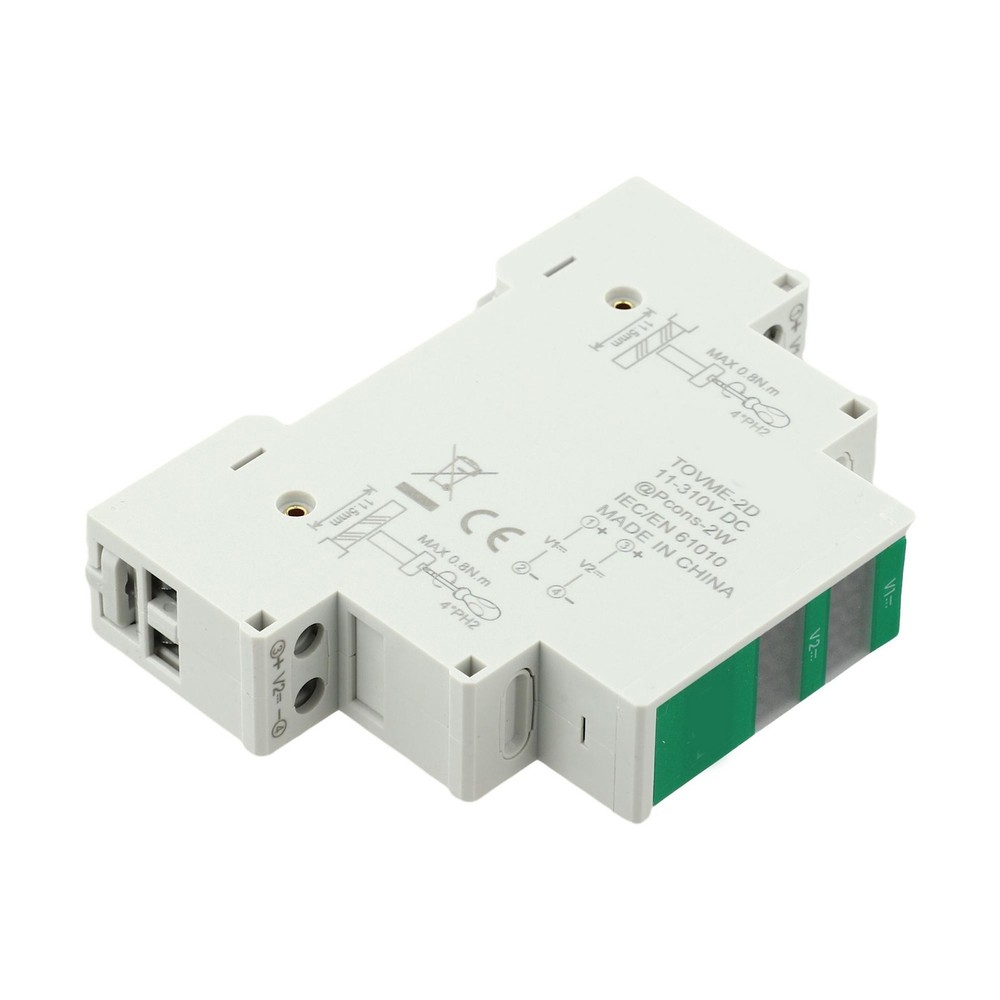 Compact For Din Rail Mountable Voltage Meter with LED Display for DC Use
