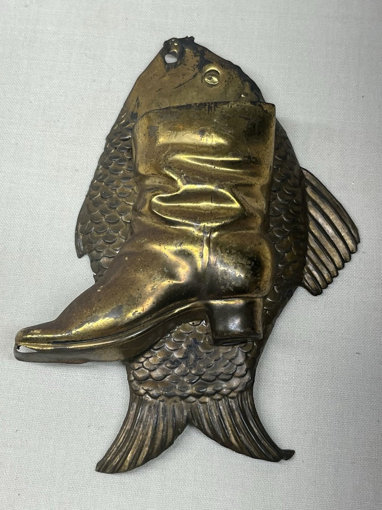Fish and Boot Wall Match Holder Striker 1900's