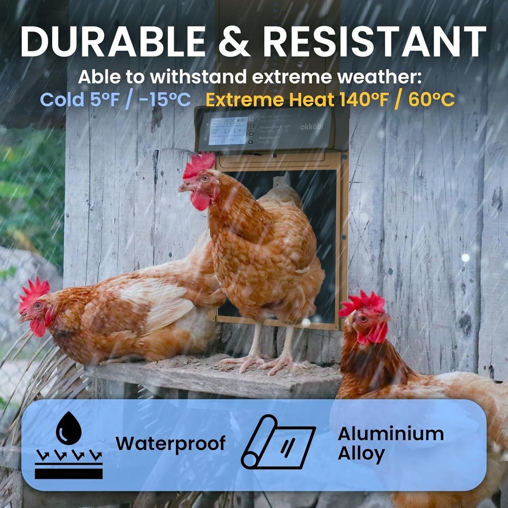 Solar Powered Automatic Chicken Coop Door with Timer/Light Sensor Modes