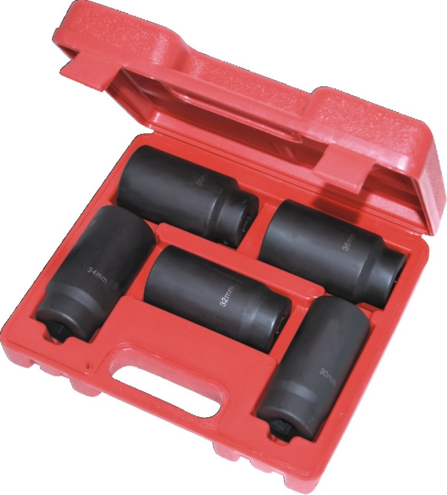 5 PC 1/2" Dr FRONT & BACK WHEEL DR 6 Point Deep Spindle Axle Nut Socket Set