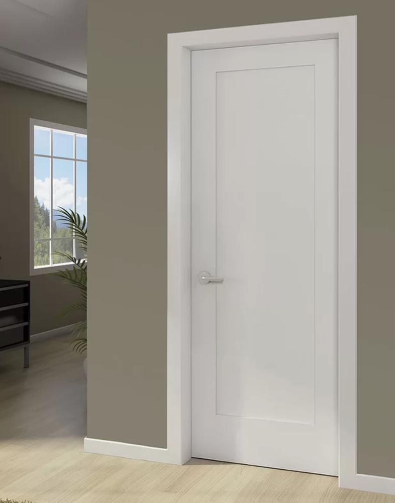 Prehung 1 Panel Primed Flat Mission Shaker Stile & Rail Solid Core Wood Doors