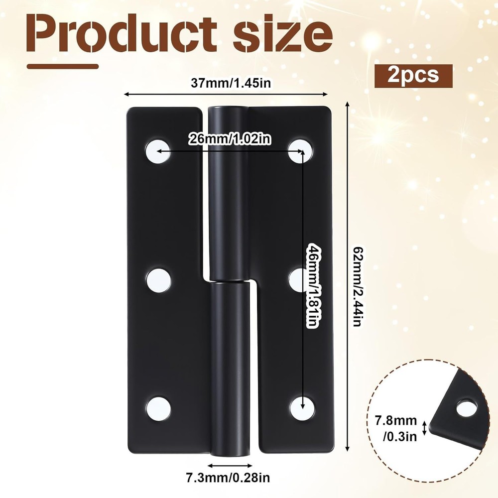 Durable Black Iron Lift Off Hinges – 2.5 Inch with Left & Right Hand Setup