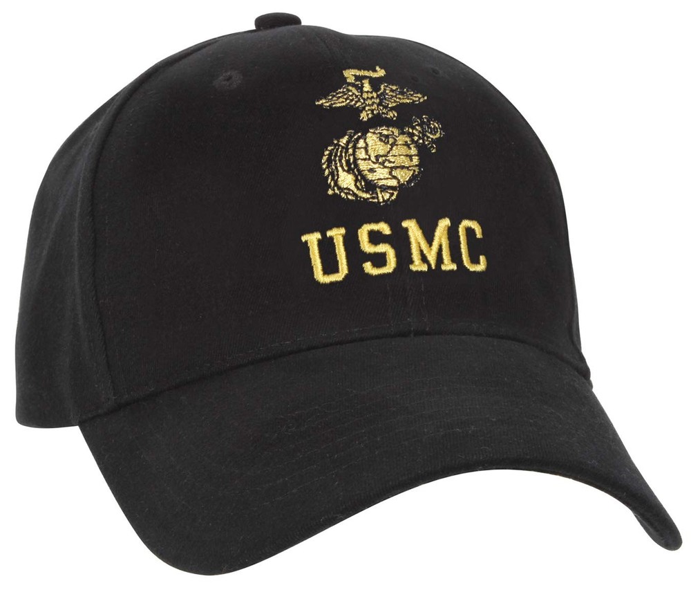 Rothco USMC Cap with Eagle, Globe & Anchor Insignia - One Size, Black