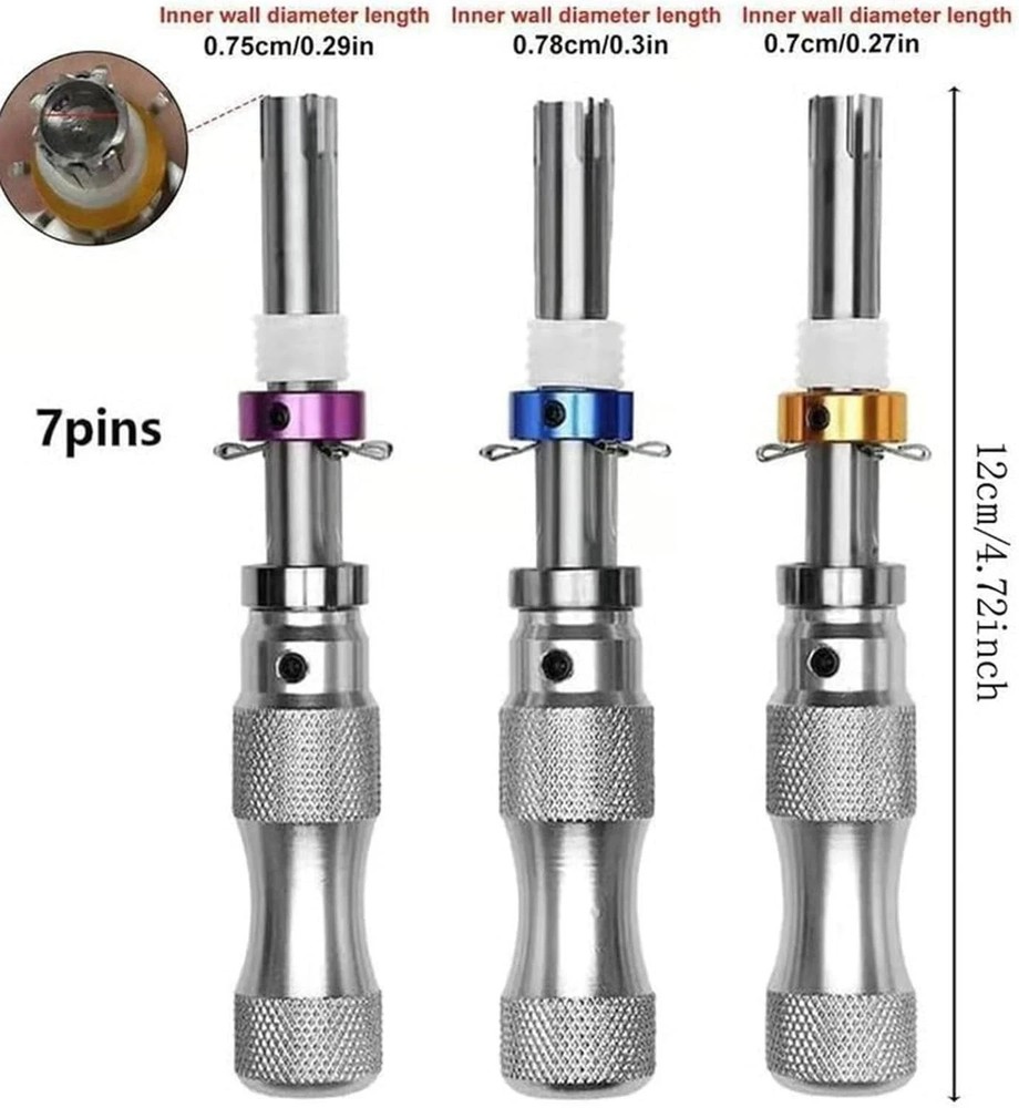 3Pcs 7 Pin Advanced Tubular Lock Tool Set For Padlock Hook Tool Seal Pick Puller