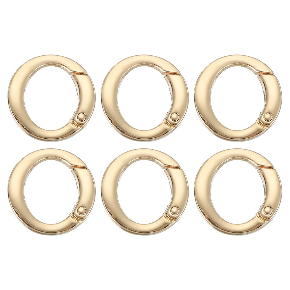 6 Pcs 25mm Round Shaped Spring Snap Keychain Clip for Purses Light Gold
