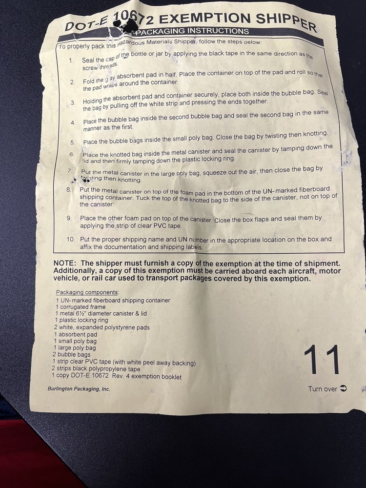 DOT-E 10672 Exemption shipper 6-pack