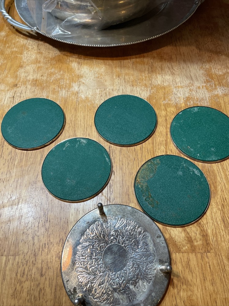 Metal Coaster Set. Maybe Be Silver plated. Not Marked