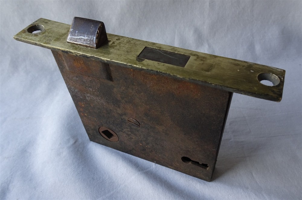Vintage Mortise Door Lock with Latch, Dead Bolt & Solid Brass Faceplate
