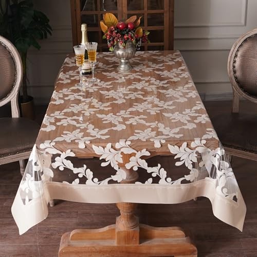 Vinyl Table Cloth Rectangle Clear Table 70" x 52" (Rectangular) Scroll Grass