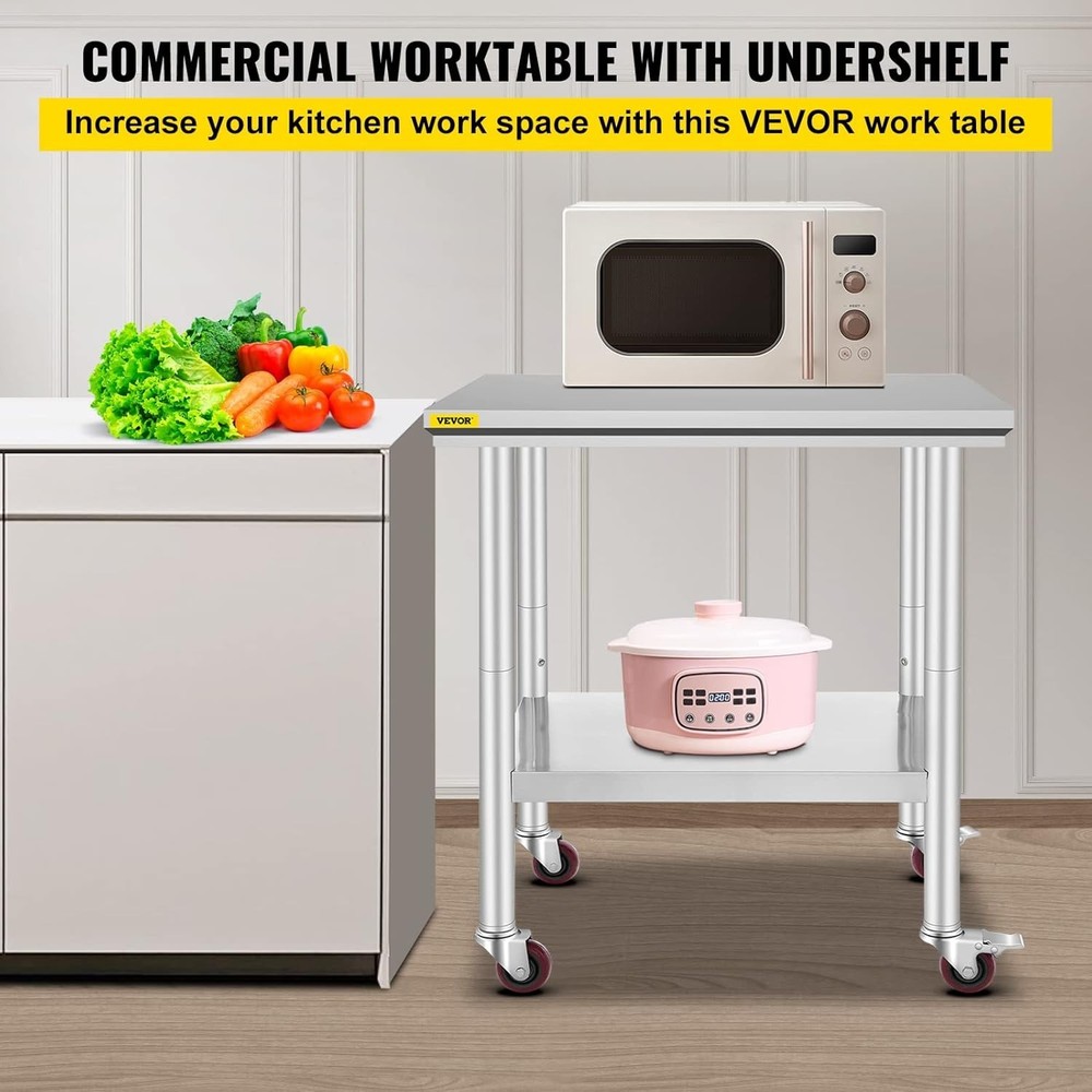 Mophorn Stainless Steel Work Table with Wheels