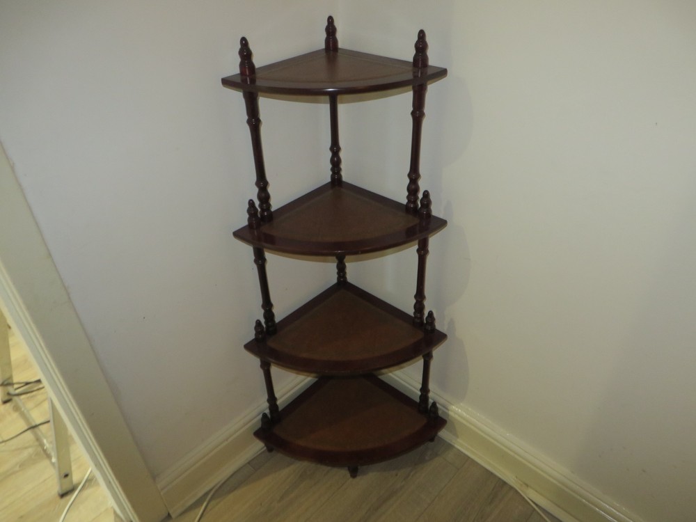 ANTIQUE CORNER UNIT WITH LEATHER SHELFS