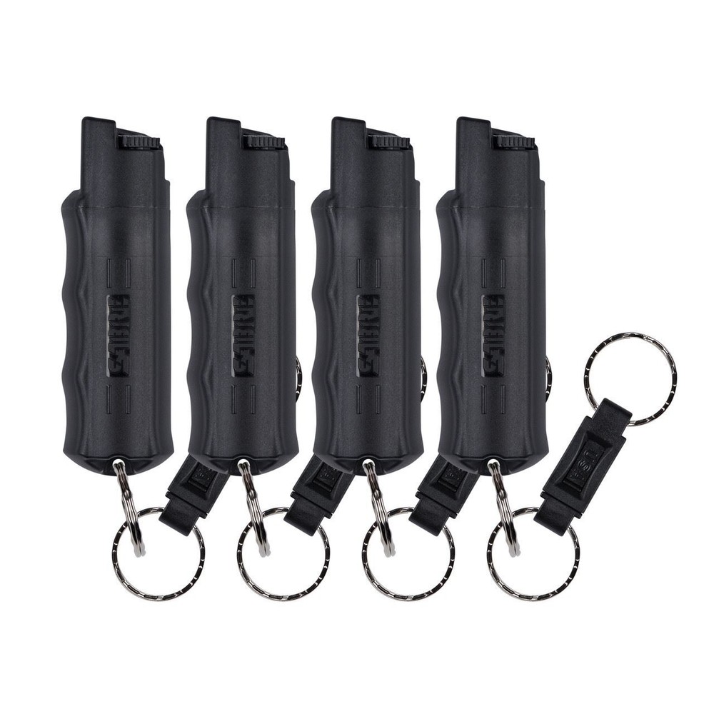 SABRE Pepper Spray with Quick Release Key Ring, 25 Bursts, 4 Pack