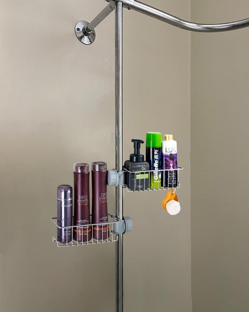 Shower Bar Storage Rack, Bathtub Rack (Shower Rod Not Silver