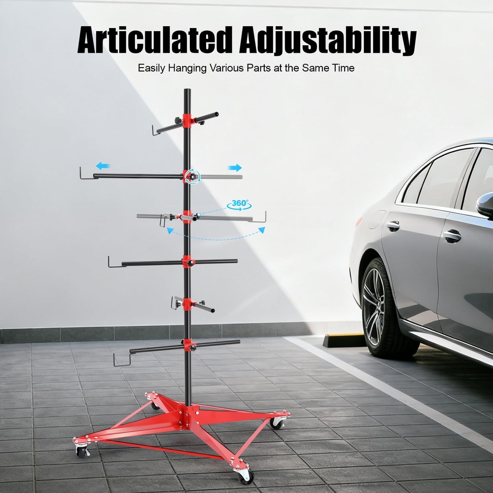 Automotive Panel Tree Paint Stand Heavy Duty 6 Adjustable Hooks 330 lbs
