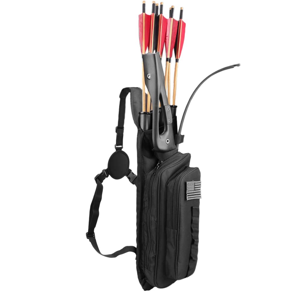 Krayney Multi-function 4-Tubes Back Arrow Quiver Shoulder Hanged Target Black