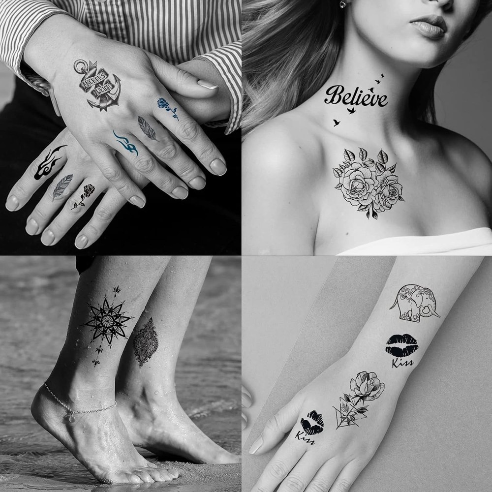 Versatile 72 Sheets Temporary Tattoos for All Occasions - Elegant Designs
