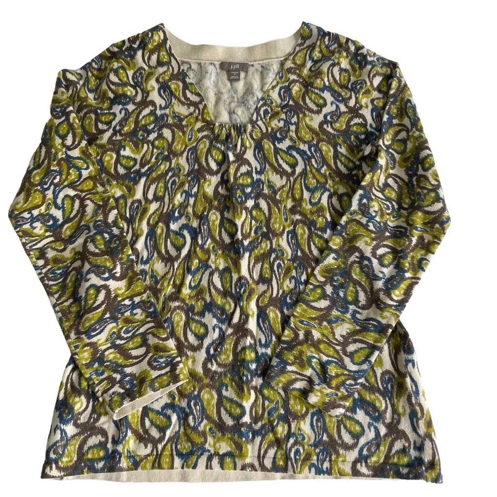 J Jill Stretch Green Patterned Sweater Size Small