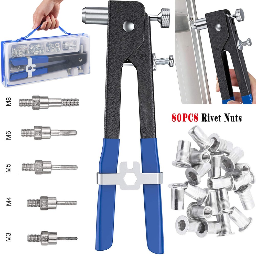 86Pcs Threaded Nut Rivet Gun M3-M8 Insert Tool Riveter Rivnut Nutsert Riveting