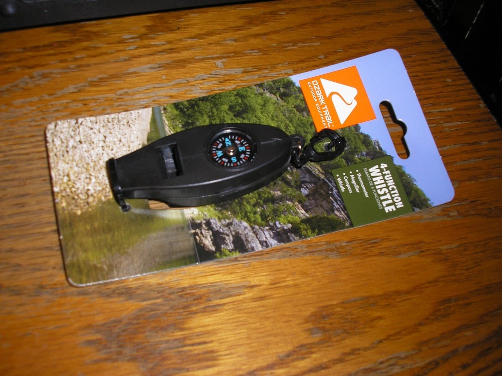 NICE Ozark Trail 4 Function Whistle Thermometer Magnifier Compass Hiking Camping