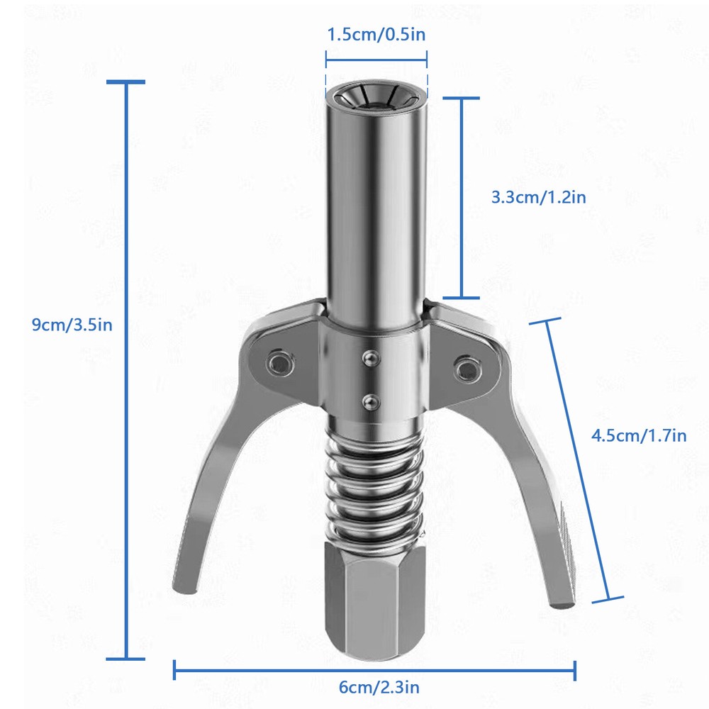 Grease Gun Coupler Double Handle Quick Release Lock On Coupling w/11.8" Hose