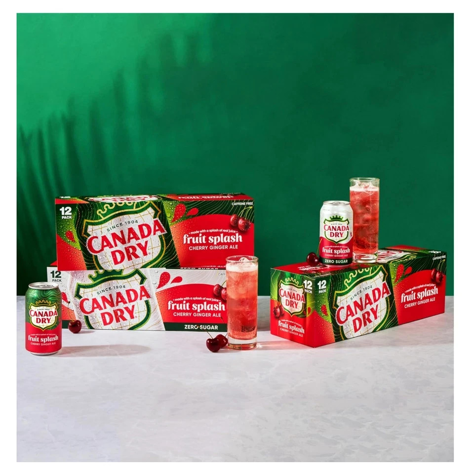 Canada Dry Cherry Gingerale Fruit Splash 12oz, Pack of 12