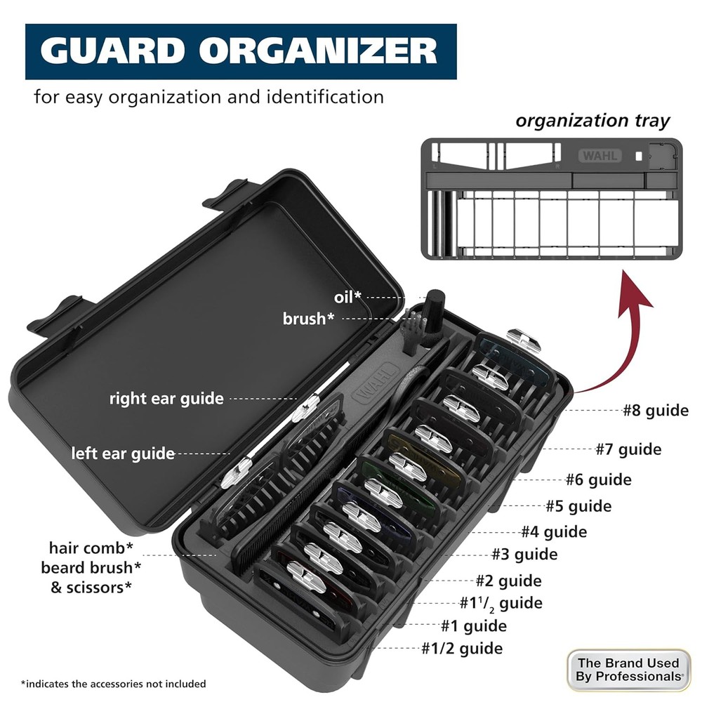 Wahl Genuine SECURE-SNAP Guide Comb Set, Storage Caddy, #3291-300