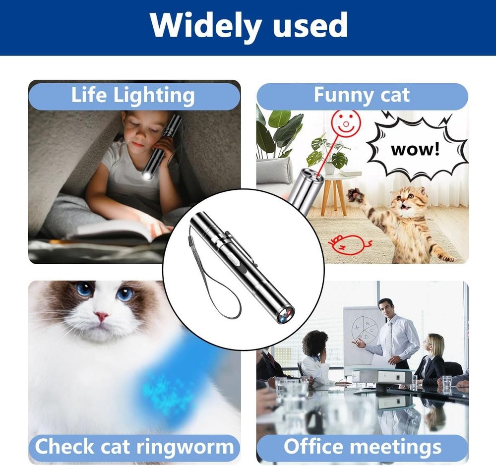 Cat Laser Pointer Toy Dog 7 Adjustable Pattern Long Range Lazer Toy USB Recharge