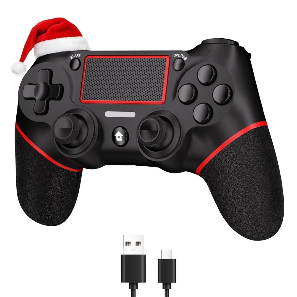 High-Performance Black Red Wireless PS4 Controller with Touchpad & Share Button