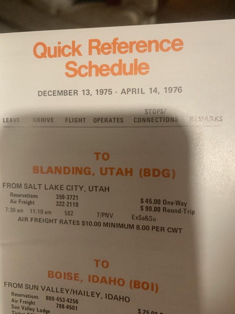 Key Airlines Timetable 12/13/75