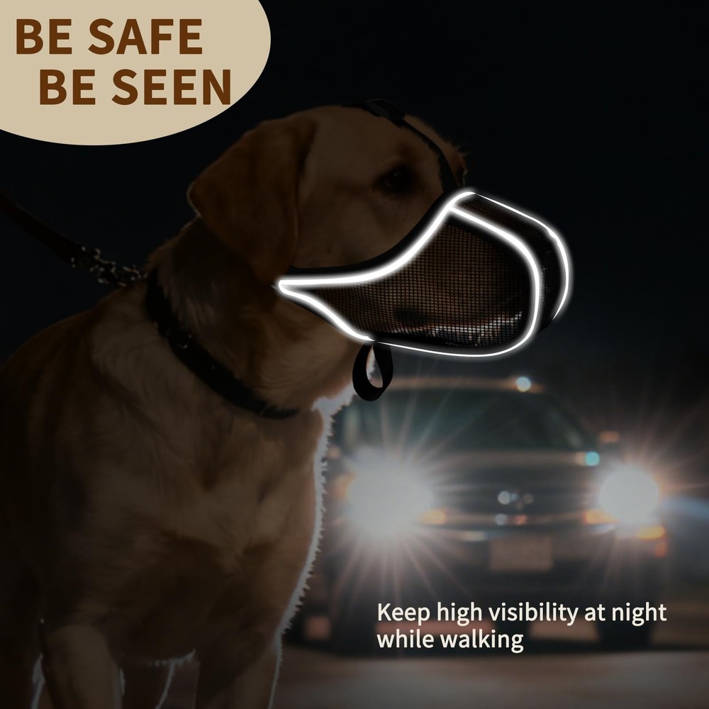 Soft Mesh Dog Muzzle for Medium Large Dogs - Prevent Biting, Chewing, Training