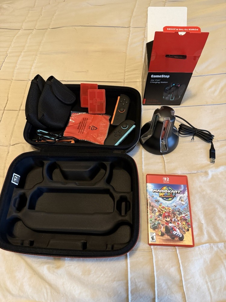 Nintendo Switch 2 Accessory Bundle Case Mario World Hand Grips Charging Station