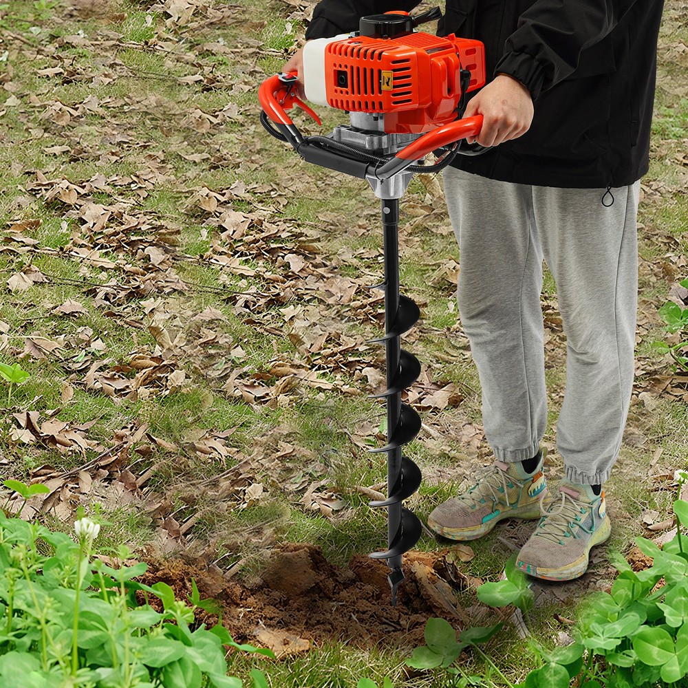 Earth Auger Digging Machine 2-Stroke 52CC Gas Powered Post Hole Digger w/ 3 Bits