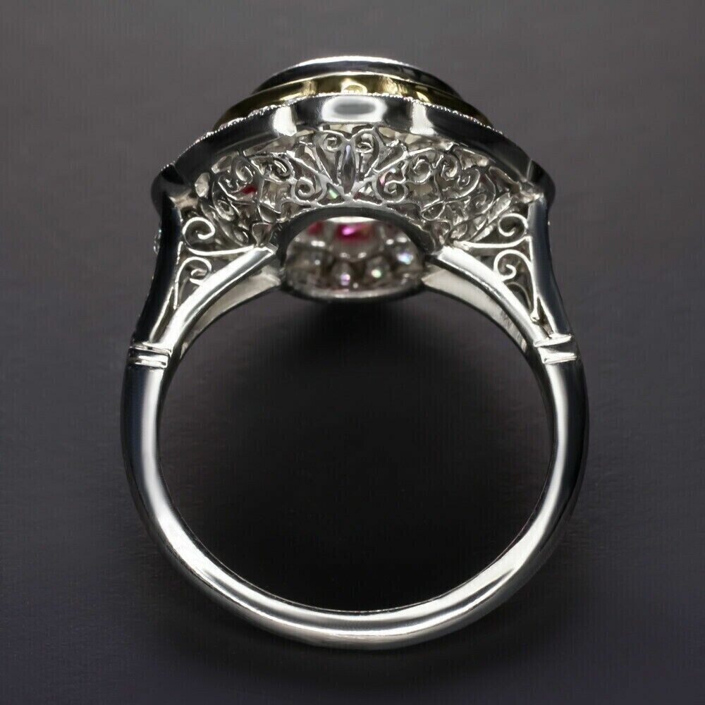 Art Deco Style 4CT Lab-Created Diamond & Red Ruby Engagement Ring In 925 Silver