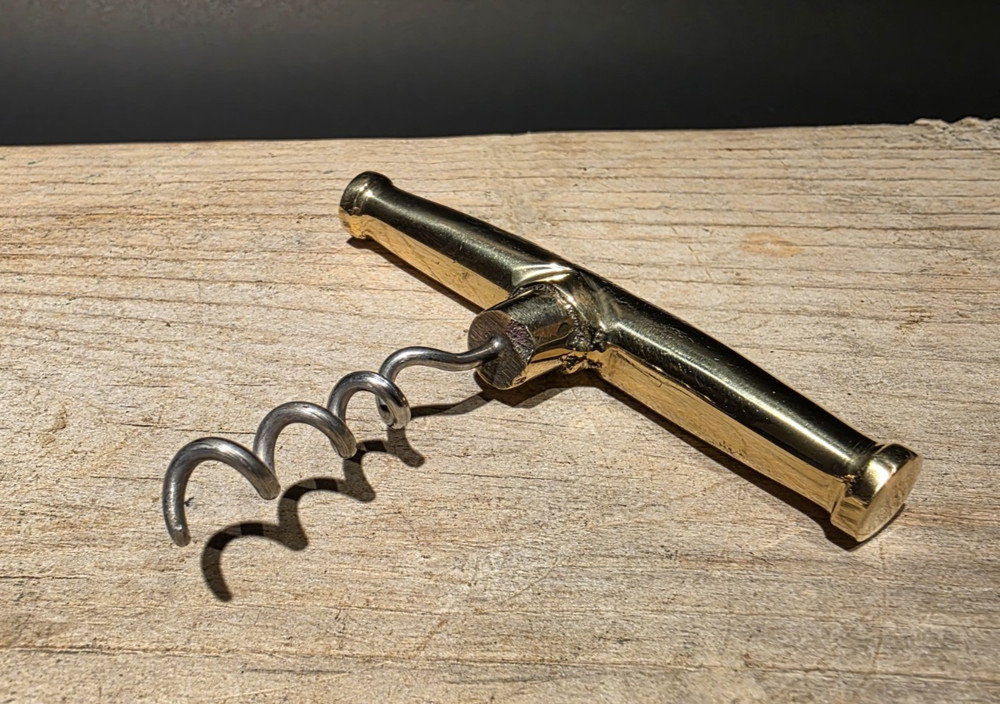 Vintage Style Brass & Iron Corkscrew Engraved