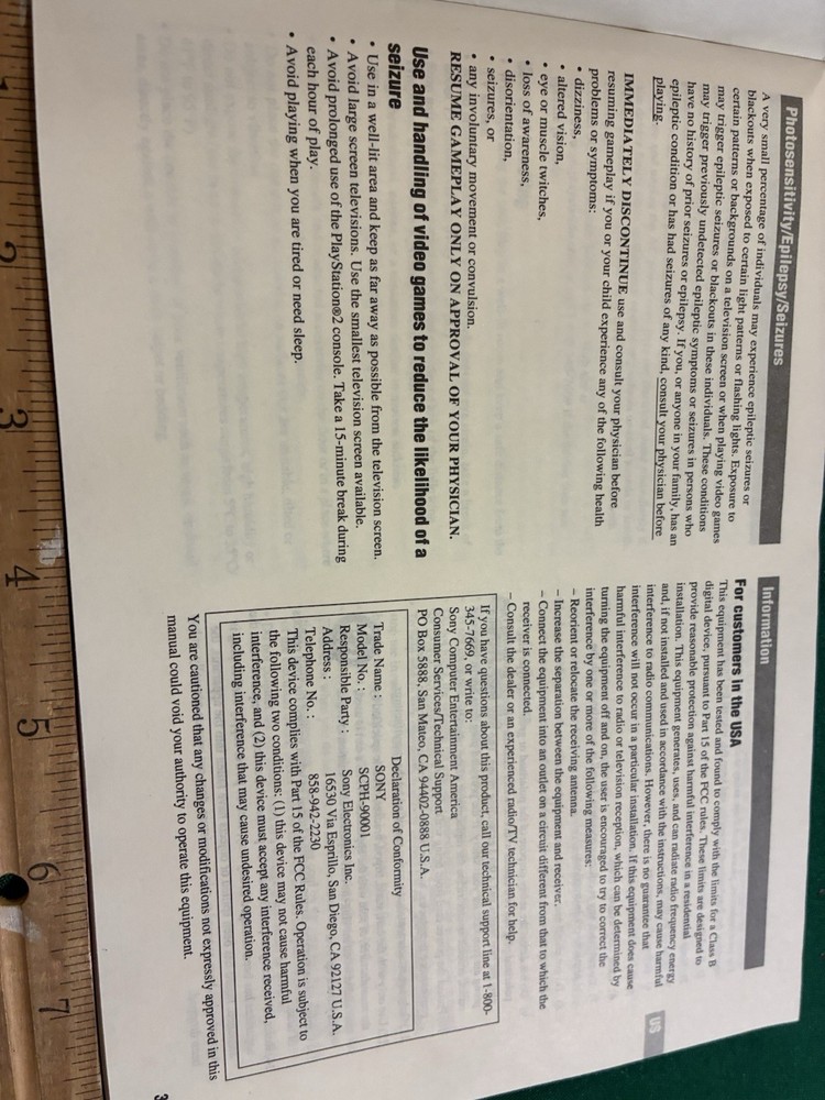 2007 SONY PLAYSTATION 2 PS2 - QUICK REFERENCE/SAFETY & SUPPORT GUIDE BOOKLET