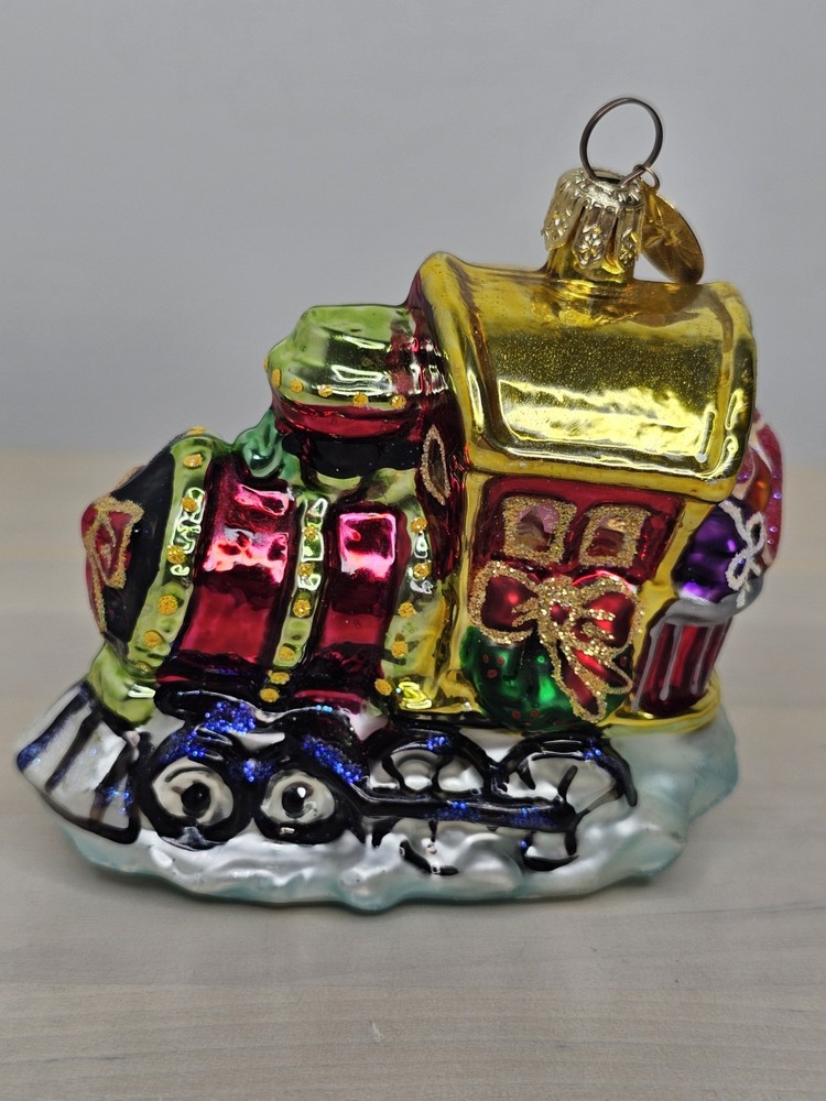 Christopher Radko Gift Express Train Blown Glass Christmas Ornament