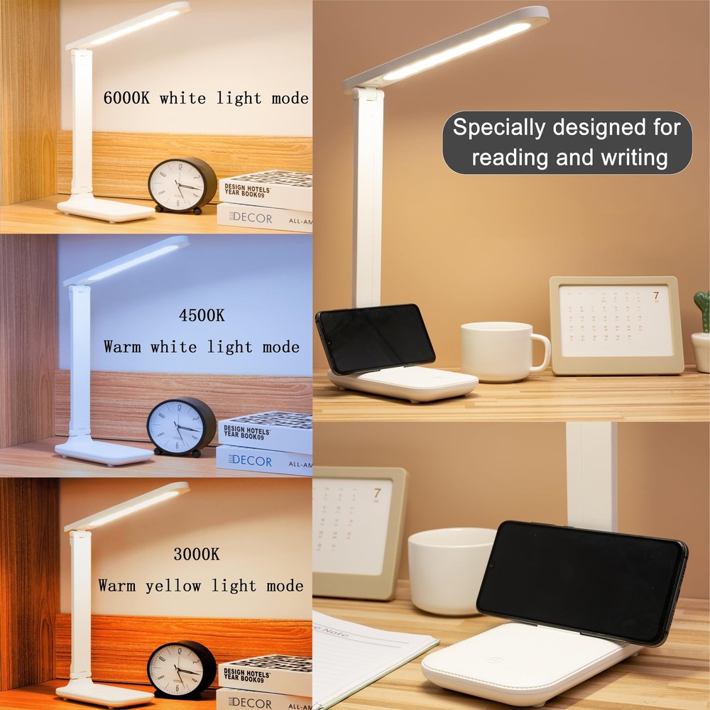 Led Desk Lamp Dimmable Desk Light Reading Lamp 3 Lighting Modes, Eye Protecti...