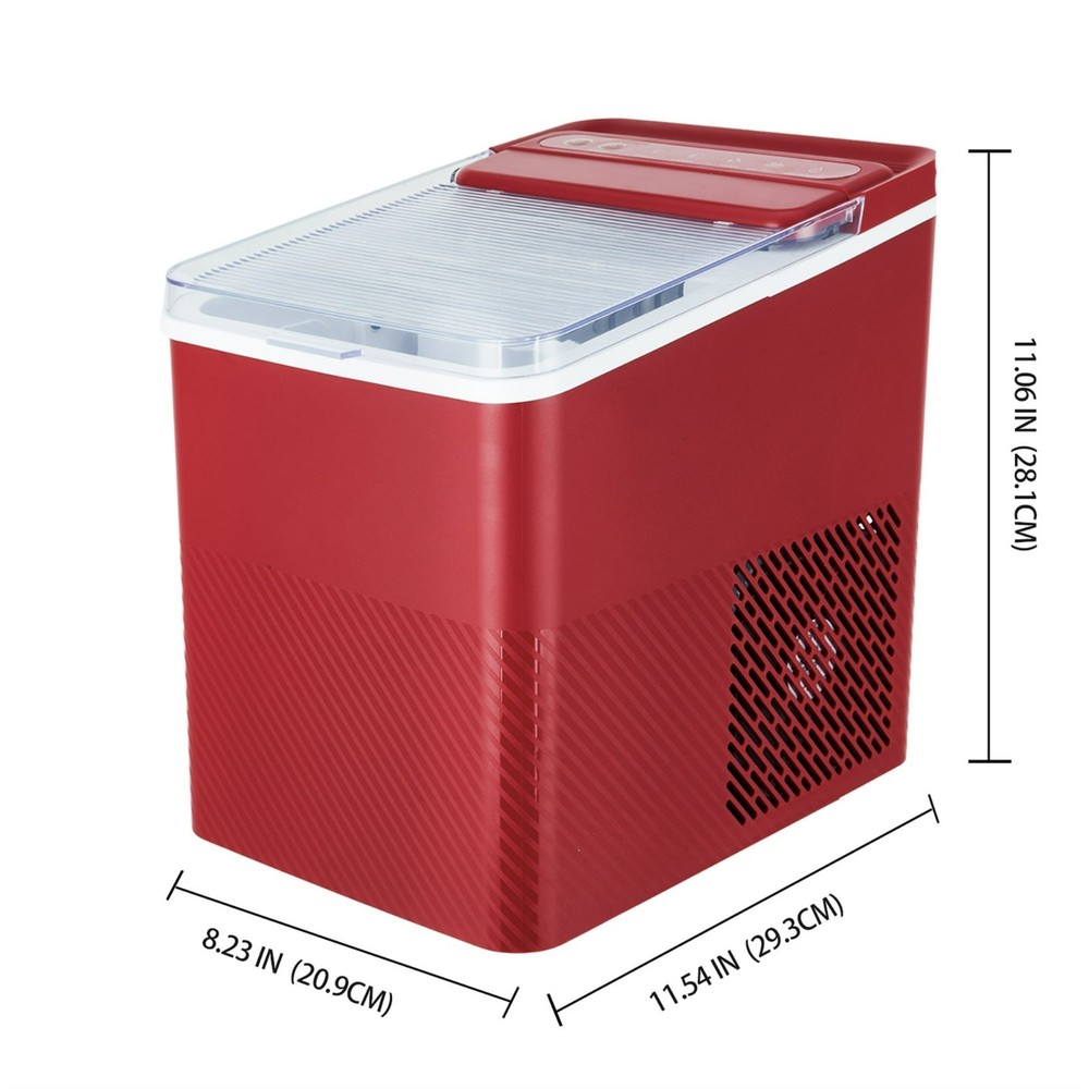Mainstays Portable Countertop Ice Maker, 26 lbs Per Day,Compact Ice Machine Red