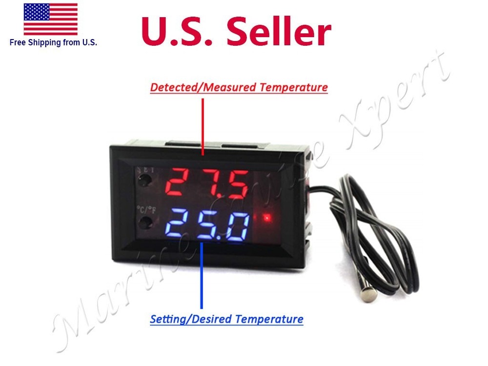 Digital LED Microcomputer Thermostat Controller Switch Temperature Sensor DC 24V