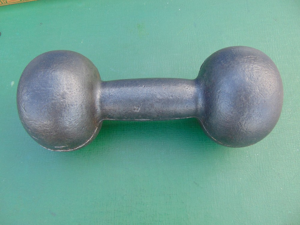 Antique Globe Ball Cast Iron Dumbell 13.4 lbs. Cleaned