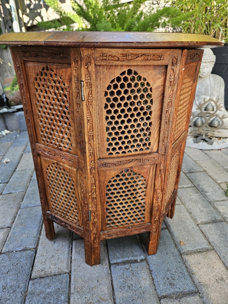 VTG Anglo Indian Octagonal Side Table 21" Tall