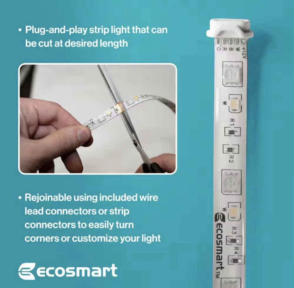 16.4 ft. Plug-In Dimmable Cuttable Color-Changing Integrated LED Strip Light