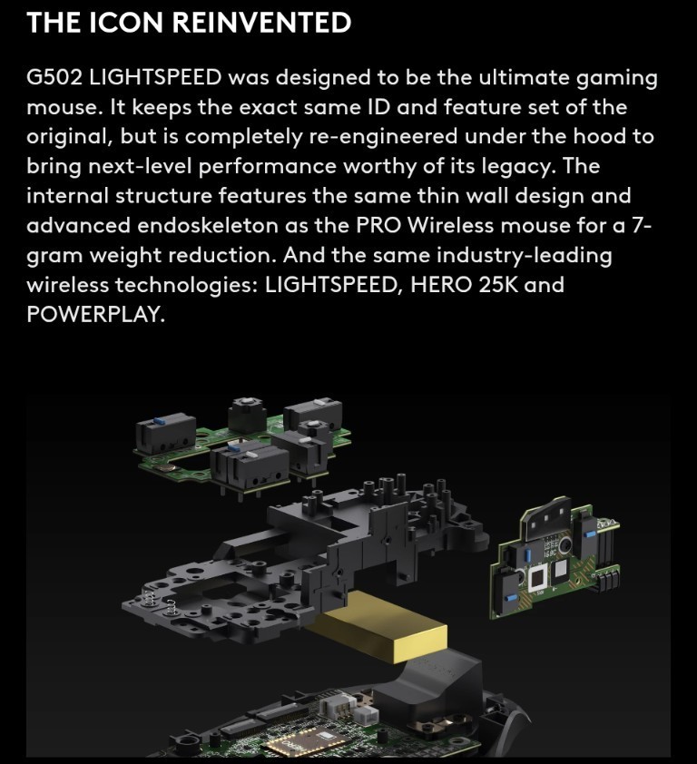 Logitech G502 LIGHTSPEED Wireless Gaming Mouse Black